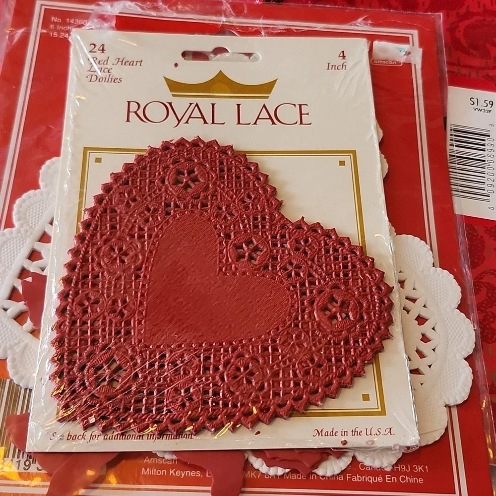 VINTAGE VALENTINES GIFT/SNACK BAGS  GIFT WRAP DOILIES PAPER BASKEST BUNDLE